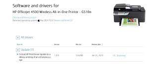 Most any modern mac/windows environment should be compatible for the software and hardware requirements of an hp officejet 4500 printer/scanner. Update And Printer Problem Apple Community