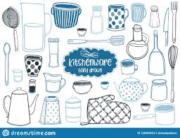 Ombre apparel l'consideration du spectateur. L Ensemble De Dessin Moderne D Illustrations Tirees Par La Main De Vaisselle De Cuisine Et D Ustensiles Denomment D Isolement Su Illustration Stock Illustration Du Culinaire Couteau 128432624