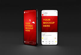 Mobile Phone Mockup With Instagram Stories And Post Template In 2020 Instagram Story Phone Mockup Instagram Mockup