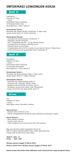 Contoh lowongan kerja menarik untuk kebutuhan rekrutmen anda seperti lowongan kerja hrd, design interior, marketing manager dan contoh dalam bahasa inggris. Lowongan Staff It Driver 12 Maret 2019 Pt Kubota Indonesia Pt Kubota Indonesia