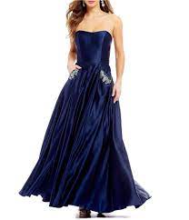 Blondie Nites Strapless Beadedpocket Satin Ball Gown Dillards Satin Ball Gown Ball Gowns Strapless Prom Dresses