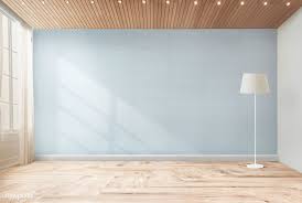 Download Premium Psd Of Lamp Against A Blue Wall Mockup 580474 In 2020 Blue Walls Empty Room Wall
