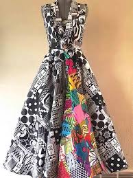 Black And White African Print Dress Women S Double Patchwork Black And White African Print Dress Thedbox African Fashion Dresses African Fashion African Print Dresses