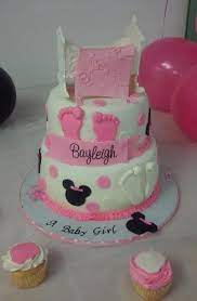 2 Tier Minnie Mouse W Baby Crib And Blanket Baby Shower Cake On Cake Central Baby Shower Cakes Cake Shower Cakes