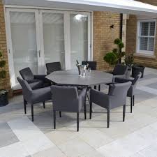 Abba patio 9 ft patio umbrella outdoor market table umbrella with push button tilt and crank for garden, lawn. 8 Seat Round Metal Dining Sets Rust Free Free Parasol Free Delivery Solid Cast Aluminium Prices Start At 999
