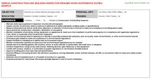 building inspector cv resume sample