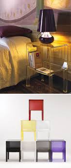 The clear design of the table makes it suitable for both modern and traditional interiors. 1 Shelf Clear Acrylic Lucite Bedside Table Stylish Bedside Tables Stylish Bedroom Furniture Transitional Home Decor