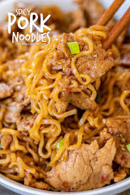 Spicy Pork Noodles Ready To Eat In 10 Minutes Only 5 Ingredients Great Weeknight Meal Great Way To Use Leftover Pork Tenderloin Pork Noodles Spicy Pork