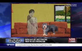 A watermelon, a golf course, a horse, and monstrous dogs: The Onion Skewers George W Bush The Painter