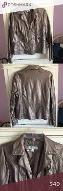 Bronze Metallic Faux Leather Jacket Leather Jacket Faux Leather Jackets Leather Jacket Dress
