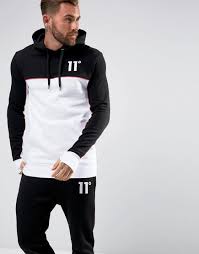 Black And White Sweatshirt Mens 11 Degrees Hoodie In Black With White Panel Black Hooded Sweatshirt Men Mens Sweatshirts Hoodies Men
