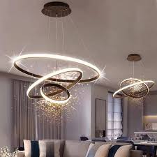 Traditional rectangle smooth lens led flush mount ceiling light dimmable high output 5500 lumens 4000k. Modern Pendant Lamp Led 2 4 5 Rings Circle Ceiling Hanging Chandelier Black Loft Living Dining Room Kitchen Lighting Fixture Mega Promo A7878 Goteborgsaventyrscenter