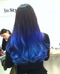 Blue ombre hair, i'd like mine to go lighter at the tips. Hair Color Blue Hair Color Blue Blue Ombre Hair Bright Blue Hair