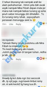 Menurut remy, 37, selepas dua tahun mengikat tali pertunangan dengan roszaliza atau ezza yudof yang juag. Remy Ishak Mengaku Single Netizen Speku Mira Filzah Punca Putus Tunang Erin Sakura News
