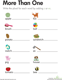 Plurals Add S Or Es Worksheet Education Com Nouns Worksheet Kindergarten Plurals Nouns Worksheet