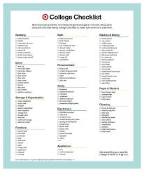 Target S College Checklist College Checklist College Dorm Checklist Dorm Room Checklist