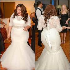 Mermaid Wedding 2015 Plus Size Mermaid Wedding Dresses Half Long Sleeves Crew Lace Top Tulle Cheap Wedding Dress Arabic Wedding Dresses Perfect Wedding Dress