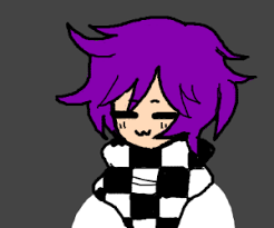 Anime boys with blue hair are not a common feature. Purple Hair Character With Checker Scarf Drawception
