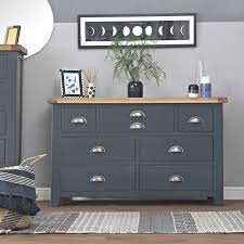 Hampshire Blue Painted Oak 3 Over 4 Chest Oak Blue Paint Blue Furniture