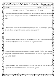 Atividade Sistema Monetario 5Âº Ano