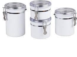 4.9 out of 5 stars based on 41 product ratings(41). Amazon Com Creative Home 4 Pieces Stainless Steel Canister Container Set With Air Tight Lid And Locking Clamp White 26 Oz 36 Oz 47 Oz 62 Oz Kitchen Dining