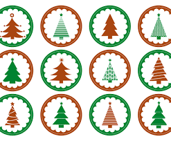 Cute Christmas Tree Stamp Icons Vector Art Graphics Freevector Com Santa is decorating christmas tree. cute christmas tree stamp icons vector