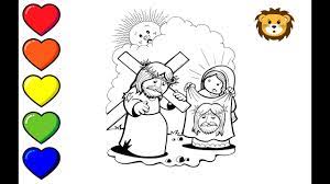Dibujos de semana santa para descargar y pintar en familia colorear imagenes. Dibujando A Jesus Con La Cruz Dibujos Para Ninos Semana Santa Youtube