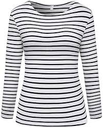 Black And White Striped T Shirt Women S Long Sleeve Hilinker Women S Long Sleeve Striped T Shirt Tee Shirt Tops Slim Fit Blouses Small Black White At Amazon Wome Fitted Blouses Stripe Tshirt Women Long Sleeve