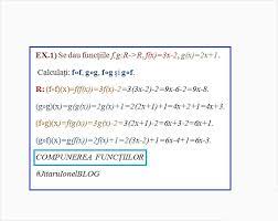 .functii injective atunci g compus cu f este injectiva 2.daca g si f surjective atunci g compus cu f este surjectiva. Compunerea Functiilor Exercitii Rezolvate Mate Liceu Jitaruionelblog Pregatire Bac Si Evaluarea Nationala 2021 La Matematica Si Alte Materii Materiale Lectii Formule Exercitii Rezolvate Matematica Gimnaziu Si Liceu Teste De Antrenament Edu