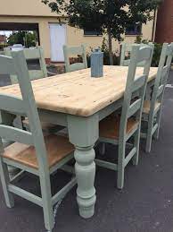 Sage Green Kitchen Table And Chair Unique 6ft Farmhouse Table And 6 Chairs In Sage Green Farmhouse Chairs Painted Dining Table Farmhouse Dining Room