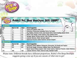 costume sizing chart