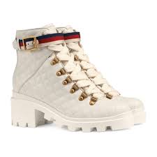 Gucci Quilted Leather Ankle Boot With Belt In White Lyst Buy gucci boots and get free shipping & returns in usa. quilted leather ankle boot with belt