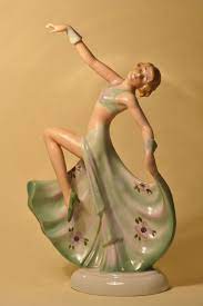 Rare art deco figurine : Rare Fasold Stauch Bock Wallendorf German Art Deco Porcelain Lady Figurine Art Deco Glass Art Deco German Art