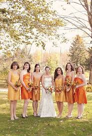 Real Weddings Orange Wedding Colors Orange Bridesmaid Dresses Fall Wedding Bridesmaids