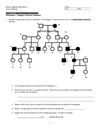 Fillable Online Worksheet Pedigree Practice Problems 2012