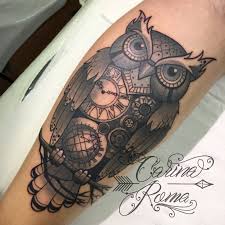 Clockwork Owl Neo Traditional Tattoo By Carina Roma Owl Tattoo Steampunk Tattoo Owl Tattoo Design
