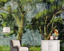 Image of Watercolor landscapes wallpaper for girls' bedroom