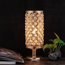 Modern Gold Nightstand Desk Lamp With Beads Lampshade Metal Base Bedside Table Lamps Modern Small Nightstand Lamps Table Lamp