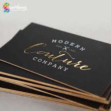 Elegant script gold black modern monogram initials mini business card. Luxury Foiled Black Business Card With Gold Edges