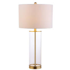 Jonathan Y Collins 29 25 In H Brass Gold Glass Table Lamp Jyl2005a The Home Depot In 2020 Glass Table Lamp Table Lamp Brass Table Lamps