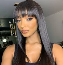 Long black hair with faux bangs. 23 Perfectly Flattering Long Hairstyles With Bangs Stylesrant