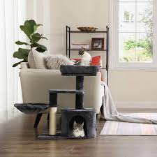 Owners of one big feline should pay attention to the second aspect is the materials of a cat condo. Feandrea Cat Tree Small Cat Tower Kitten Scratching Post Smoky Grey Pct59g Buy Online In Aruba At Aruba Desertcart Com Productid 179793020