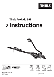 Thule Proride 591 Roof Mount Bike Carrier Instructions In 2020 Thule Roof Rack Thule Instruction