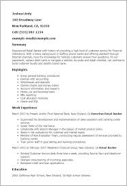 1 Retail Banker Resume Templates Try Them Now Myperfectresume
