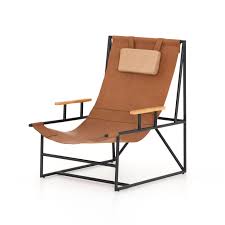 Judson Sling Chair Chestnut Brown Sling Chair Leather Sling Chair Modern Lounge Chairs