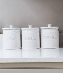 Not only will these canisters keep your coffee, tea and sugar fresh and within reach, they will also look amazing in your kitchen! Tea Coffee Sugar Jars Grove Home