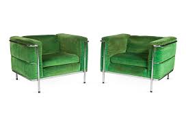 Le Corbusier Velvet Chairs Pair Furniture Chair Design