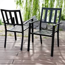 Black metal dining chairs with wood seats for aluminum. Buy Phi Villa Black Outdoor Patio Metal Steel Dining Arm Chairs Set Of 2 For Garden Backyard Living Room Online In Ghana B07d76cr4z
