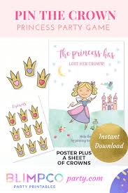 Printable Birthday Crown For Adults Entertain Your Guests With This Pin The Crown On The Princess Printable Game Including Poster And Cro Princess Party Games Birthday Party Games Princess Games