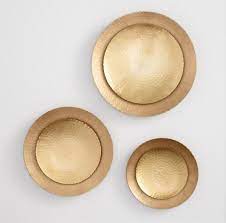 Hammered Gold Disc Wall Decor Set Of 3 V1 Disc Wall Decor Wall Decor Set Disc Wall